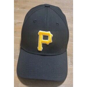 Pittsburgh Pirates Cap Hat New Era 39Thirty Stretch Fit Black P Yellow M/L MLB